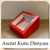 15x15x5 Kırmızı Pencereli Karton Kutu