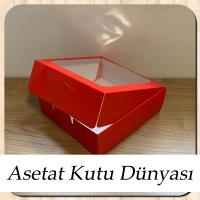 15x15x5 Kırmızı Pencereli Karton Kutu