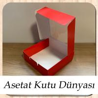15x15x5 Kırmızı Pencereli Karton Kutu