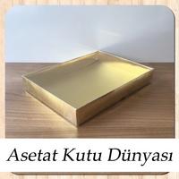 15x20x3 Altı Gold Metalize Karton Üstü Asetat Kutu