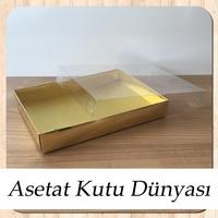 15x20x3 Altı Gold Metalize Karton Üstü Asetat Kutu