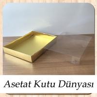 15x20x3 Altı Gold Metalize Karton Üstü Asetat Kutu