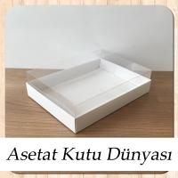 15x20x5 Altı Beyaz Karton Üstü Asetat Kutu