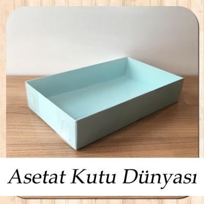 15x25x5 Altı Mavi Karton Üstü Asetat Kutu