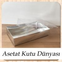 15x25x5 Altı Gümüş Metalize Karton Üstü Asetat Kutu