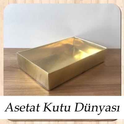 15x25x5 Altı Gold Metalize Karton Üstü Asetat Kutu