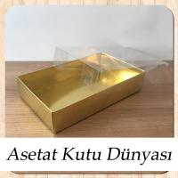15x25x5 Altı Gold Metalize Karton Üstü Asetat Kutu