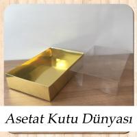 15x25x5 Altı Gold Metalize Karton Üstü Asetat Kutu