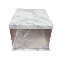 17x17x20 Beyaz Mermer Desen Yarı Karton Yarı Asetat Kutu