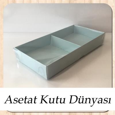 20x10x3 Altı Mavi Karton Üstü Asetat Kutu (İki Parça)