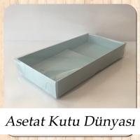20x10x3 Altı Mavi Karton Üstü Asetat Kutu (Tek Parça)