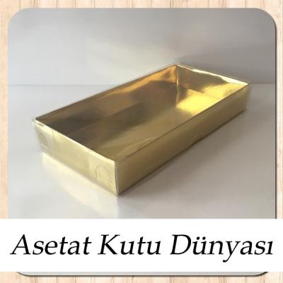 20x10x3 Altı Gold Metalize Karton Üstü Asetat Kutu (Tek Parça)