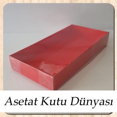 20x10x3 Altı Kırmızı Karton Üstü Asetat Kutu