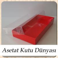 20x10x3 Altı Kırmızı Karton Üstü Asetat Kutu