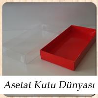 20x10x3 Altı Kırmızı Karton Üstü Asetat Kutu
