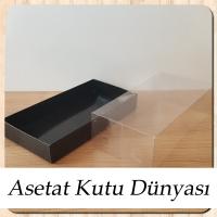 20x10x5.5 Altı Siyah Karton Üstü Asetat Kutu