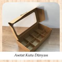 20x10x5 Kraft İçi 8 Bölmeli Pencereli Karton Kutu