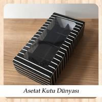 20x10x5 Siyah Beyaz Çizgili İçi 8 Bölmeli Pencereli Karton Kutu