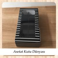 20x10x5 Siyah Beyaz Çizgili İçi 8 Bölmeli Pencereli Karton Kutu