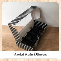 20x10x5 Siyah Beyaz Çizgili İçi 8 Bölmeli Pencereli Karton Kutu