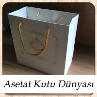 20x20x10 Ölçülü Beyaz Üzerine Gold Saray Desenli Karton Poşet