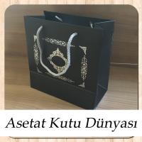20x20x10 Ölçülü Siyah Üzerine Gümüş Saray Desenli Karton Çanta