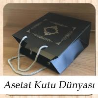 20x20x10 Ölçülü Siyah Üzerine Gümüş Saray Desenli Karton Çanta