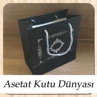 20x20x10 Ölçülü Siyah Üzerine Gümüş Saray Desenli Karton Çanta