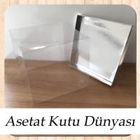20x20x17.5 Altı Gümüş Metalize Karton Üstü Asetat Kutu