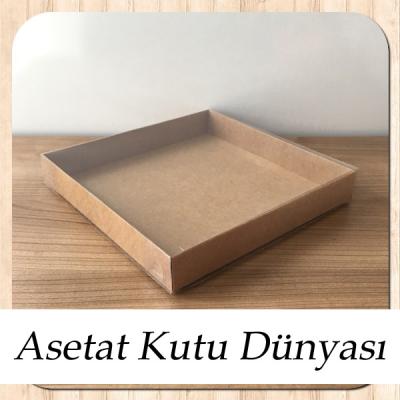 20x20x3 Altı Kraft Karton Üstü Asetat Kutu