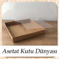 20x20x3 Altı Kraft Karton Üstü Asetat Kutu