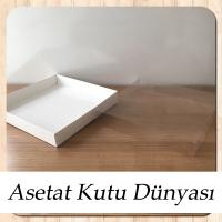 20x20x3 Altı Beyaz Karton Üstü Asetat Kutu
