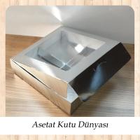 20x20x5 Altı Gümüş İçi 4 Bölmeli Pencereli Karton Kutu