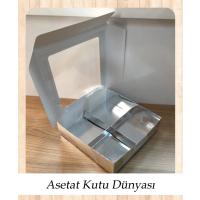 20x20x5 Altı Gümüş İçi 4 Bölmeli Pencereli Karton Kutu