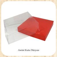 20x20x5 Altı Kırmızı Karton Üstü Asetat Kutu