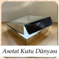 20x20x5 Gümüş Metalize Pencereli Karton Kutu