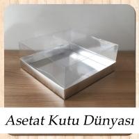 20x20x8 Altı Gümüş Metalize Karton Üstü Asetat Kutu