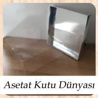 20x20x8 Altı Gümüş Metalize Karton Üstü Asetat Kutu