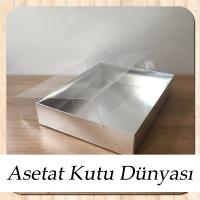 20x25x5 Altı Gümüş Metalize Karton Üstü Asetat Kutu