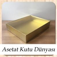 20x25x5 Altı Gold  Metalize Karton Üstü Asetat Kutu