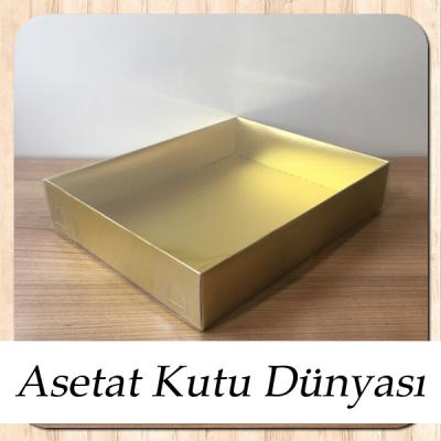20x25x5 Altı Gold  Metalize Karton Üstü Asetat Kutu