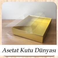 20x25x5 Altı Gold  Metalize Karton Üstü Asetat Kutu
