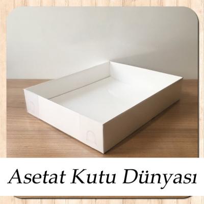 20x25x5 Altı Beyaz Karton Üstü Asetat Kutu