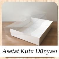 20x25x5 Altı Beyaz Karton Üstü Asetat Kutu