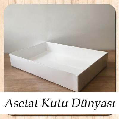 20x30x5 Altı Beyaz Karton Üstü Asetat Kutu