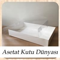 20x30x5 Altı Beyaz Karton Üstü Asetat Kutu