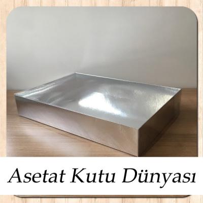 20x30x5 Altı Gümüş Metalize Karton Üstü Asetat Kutu