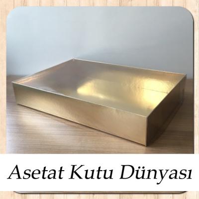 20x30x5 Altı Gold Metalize Karton Üstü Asetat Kutu