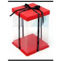 21.5x21.5x24  Kırmızı Yarı Karton Yarı Asetat Kutu