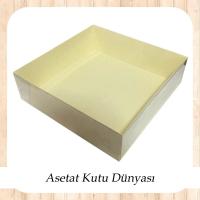 25x25x10 Altı Krem  Karton Üstü Asetat Kutu